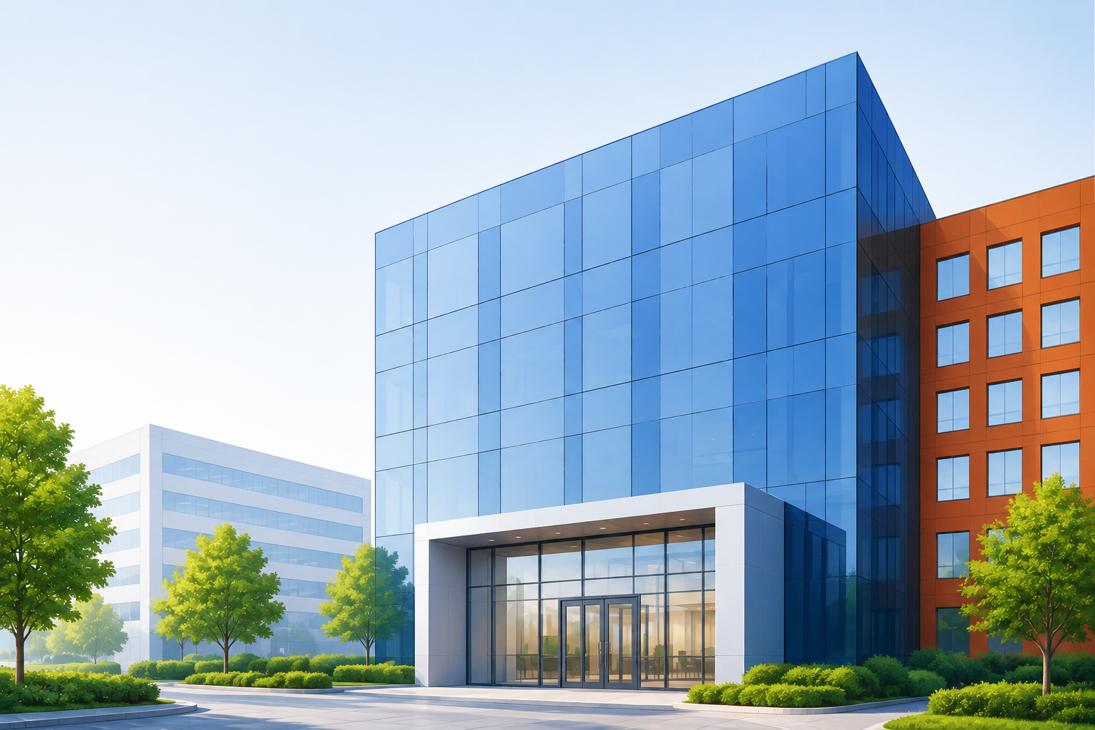 Modern glass office building